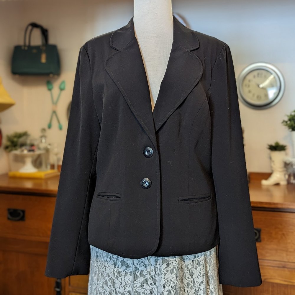 AGB Black Blazer with cool Leopard Print Lining Size 14